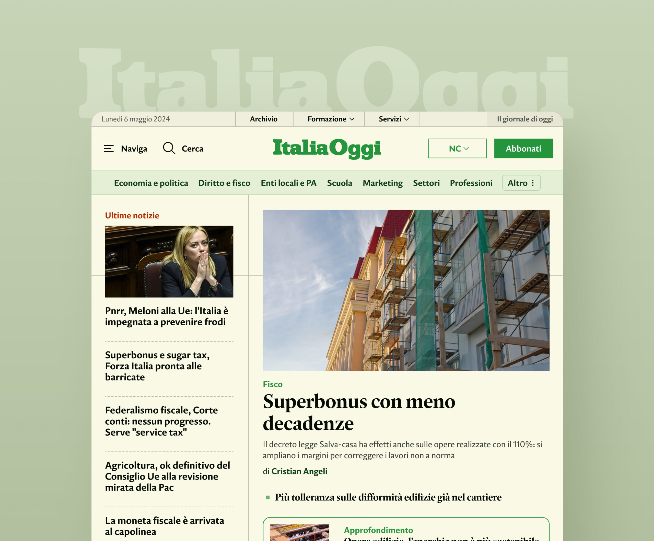 Italia Oggi – Sito Web Redesign